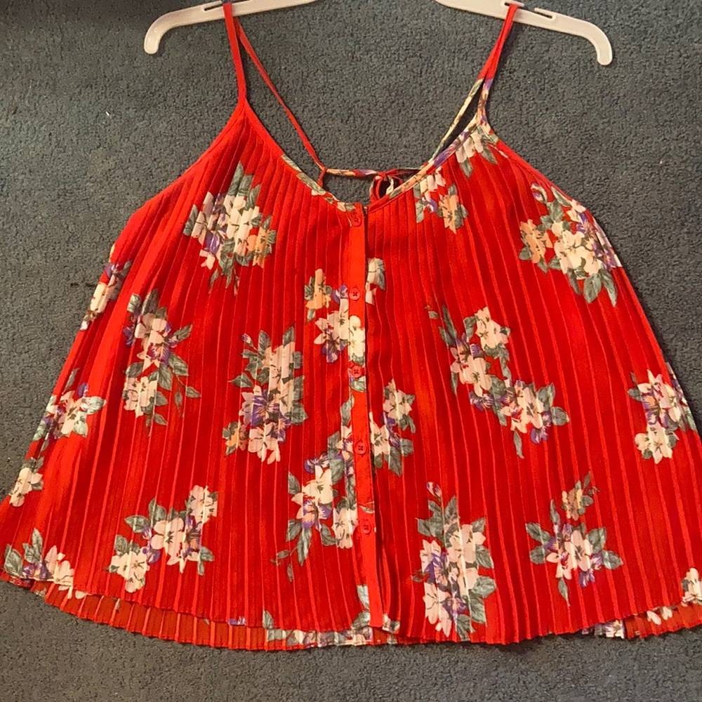 Flowey, red floral tank top